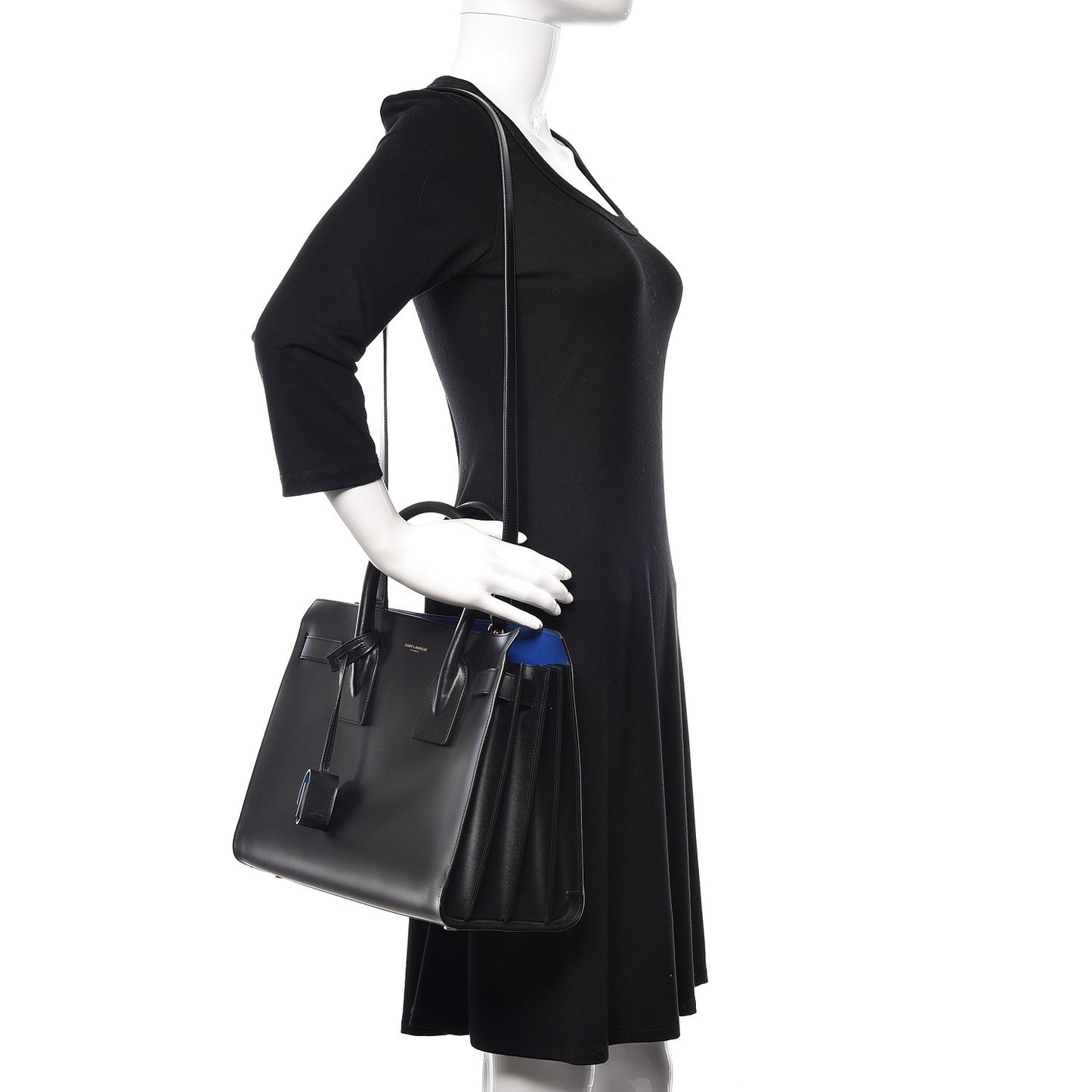 Calfskin Small Sac De Jour Black Royal Blue