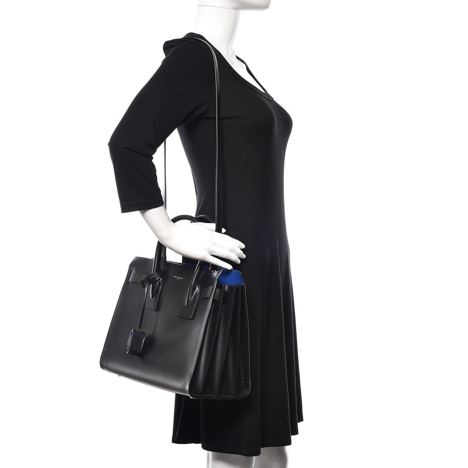 Saint Laurent Calfskin Small Sac De Jour Black Royal Blue 2 of 9