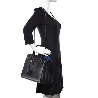 Saint Laurent Calfskin Small Sac De Jour Black Royal Blue 2 of 9