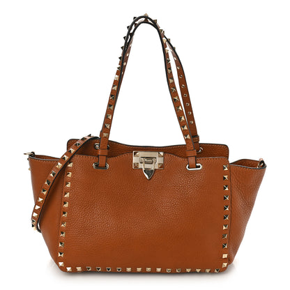 Valentino Garavani Grained Calfskin Small Rockstud Tote Light Cuir 1 of 9
