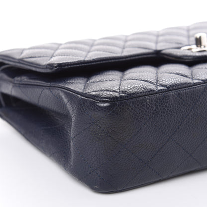 Chanel Caviar Quilted Medium Double Flap Dark Blue 8 of 18