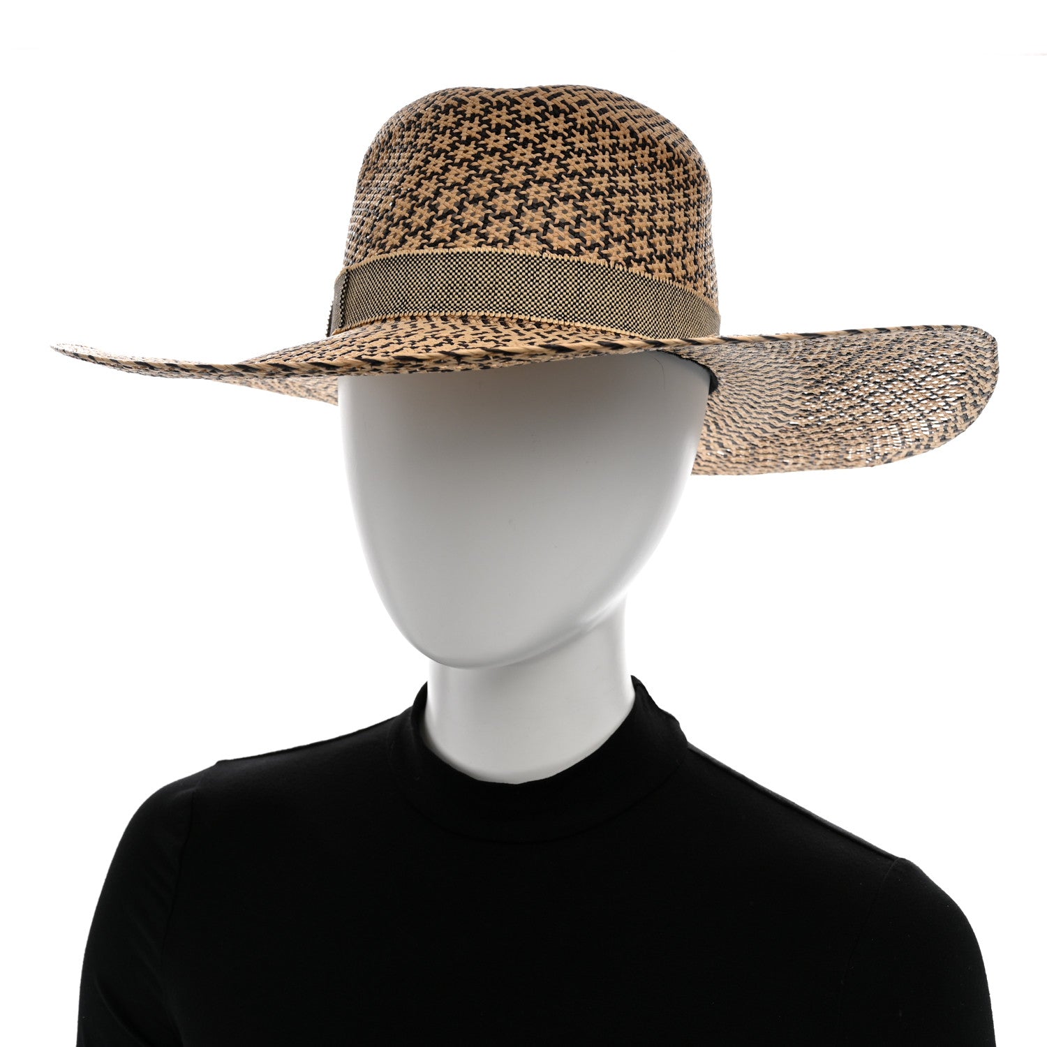 Hermes Straw Chapeau Femme Etna Panama Hat 57 Naturel Black 2 of 8