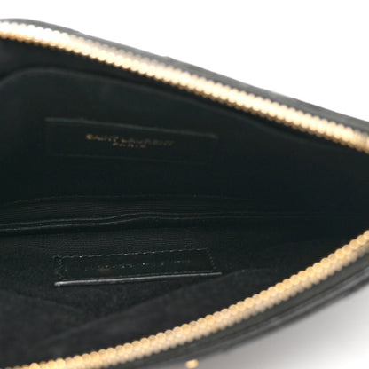 Saint Laurent Grain De Poudre Chevron Monogram Bill Pouch Black 5 of 7