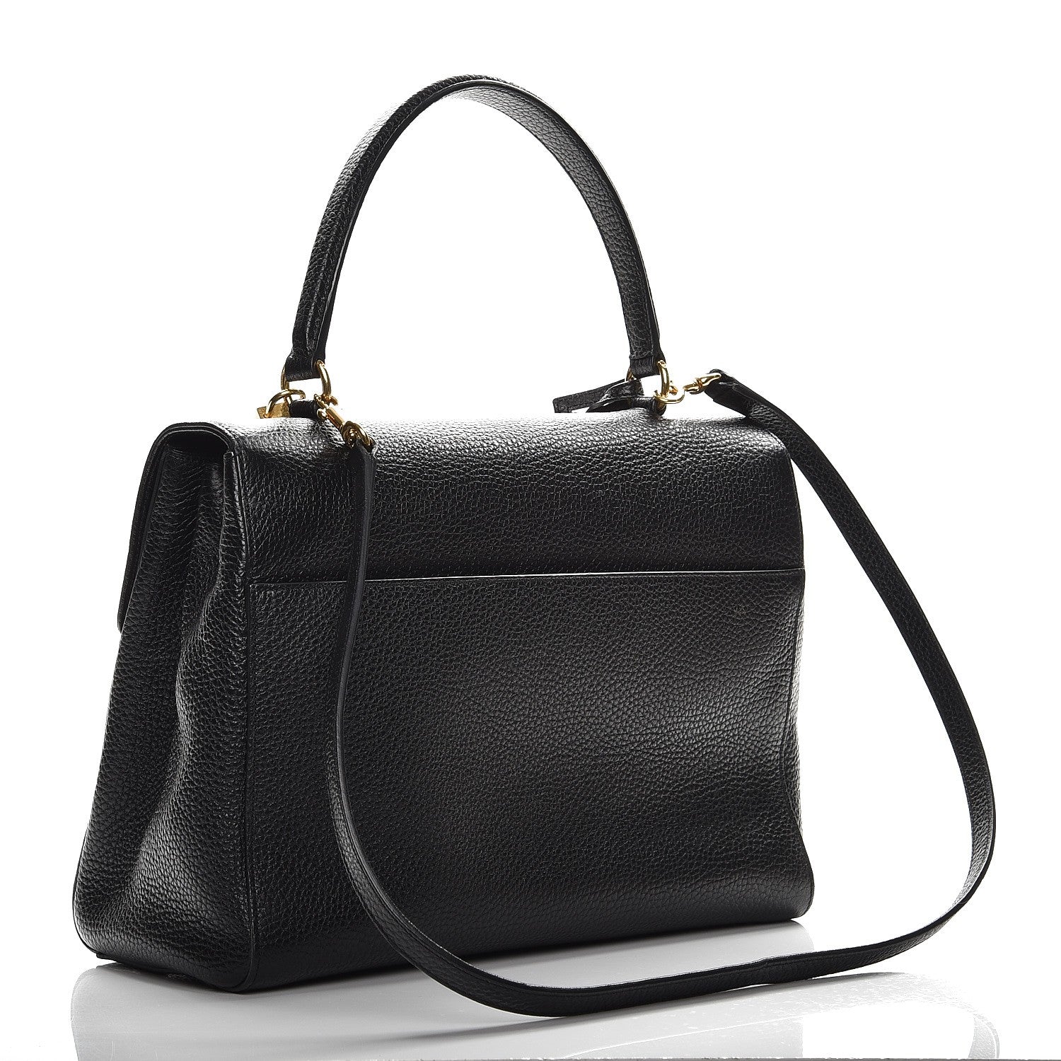 Saint Laurent Grained Calfskin Medium Moujik Top Handle Bag Black 4 of 8