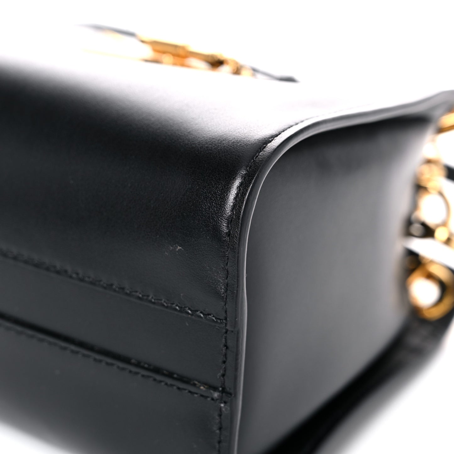 Shiny Calfskin Mini Annie Shoulder Bag Black