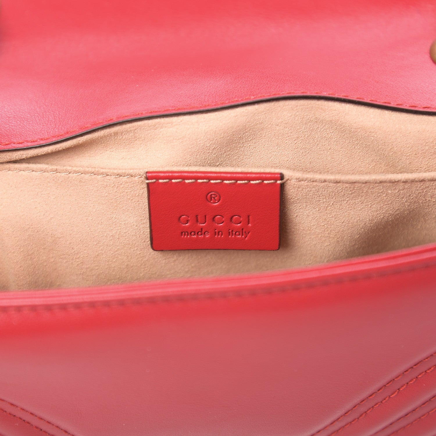 Gucci Calfskin Matelasse Mini GG Marmont Shoulder Bag Hibiscus Red 5 of 9