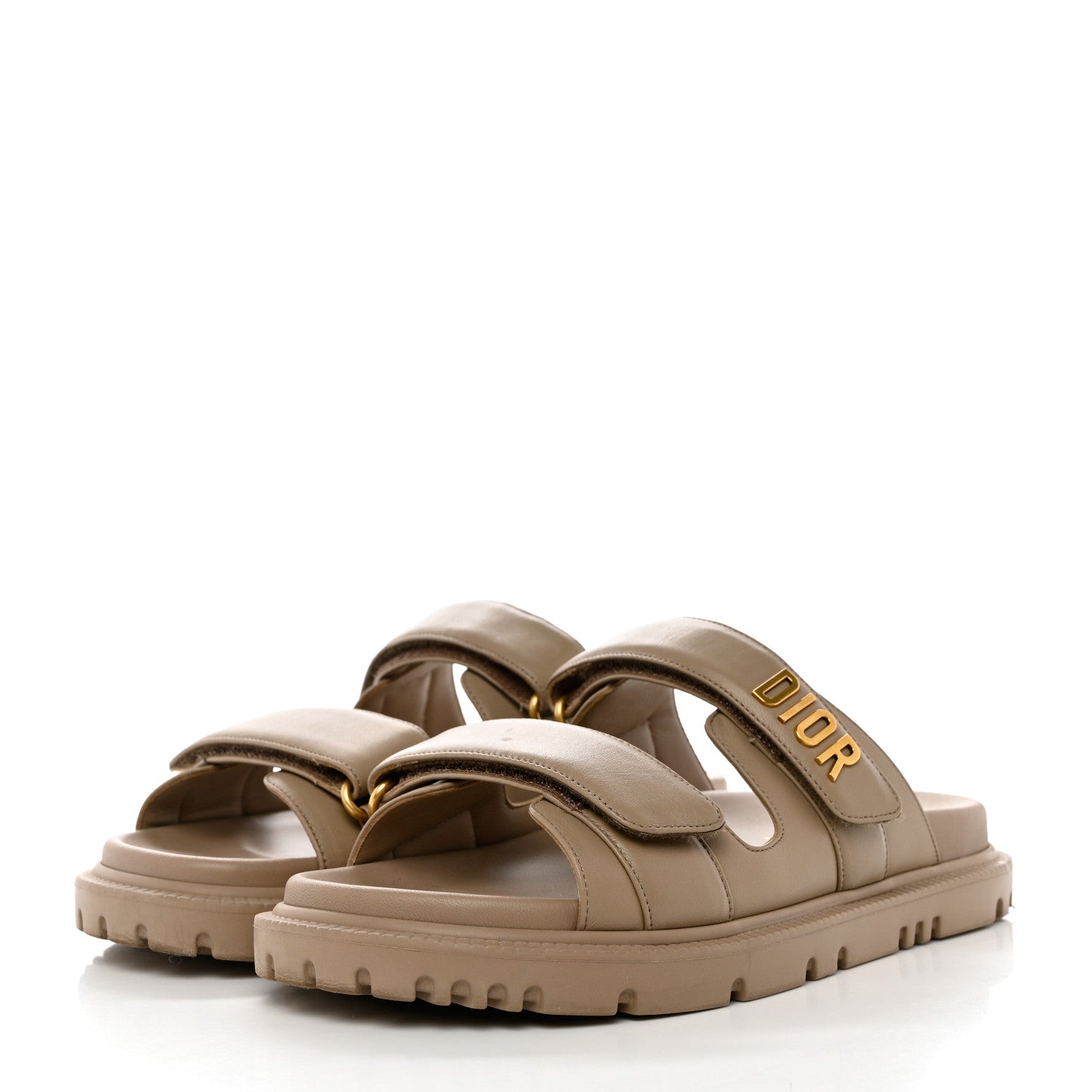 Christian Dior Lambskin Dioract 10mm Slide Sandals 37 Beige 3 of 9