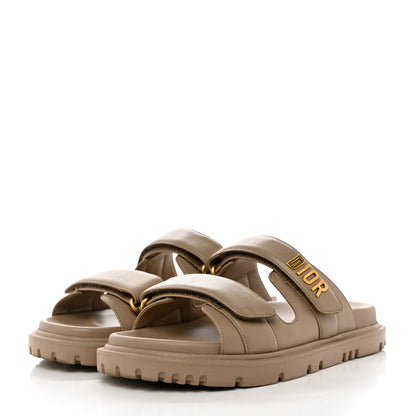 Christian Dior Lambskin Dioract 10mm Slide Sandals 37 Beige 3 of 9