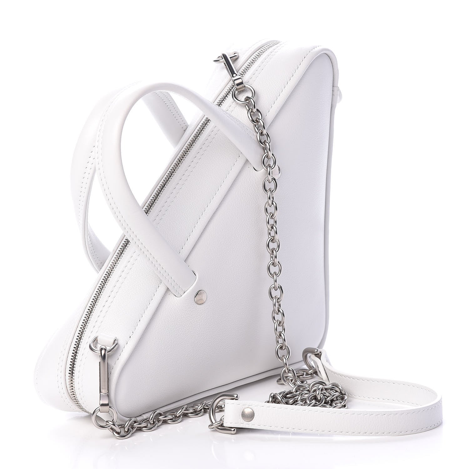 Balenciaga Calfskin XS Triangle Chain Duffle White 3 of 10