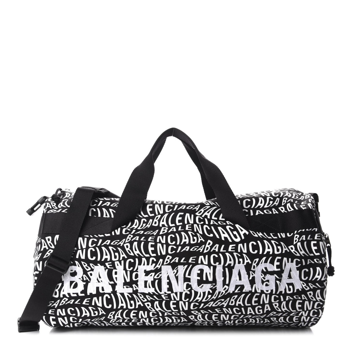 Nylon Wave Logo Wheel Gym Bag Black