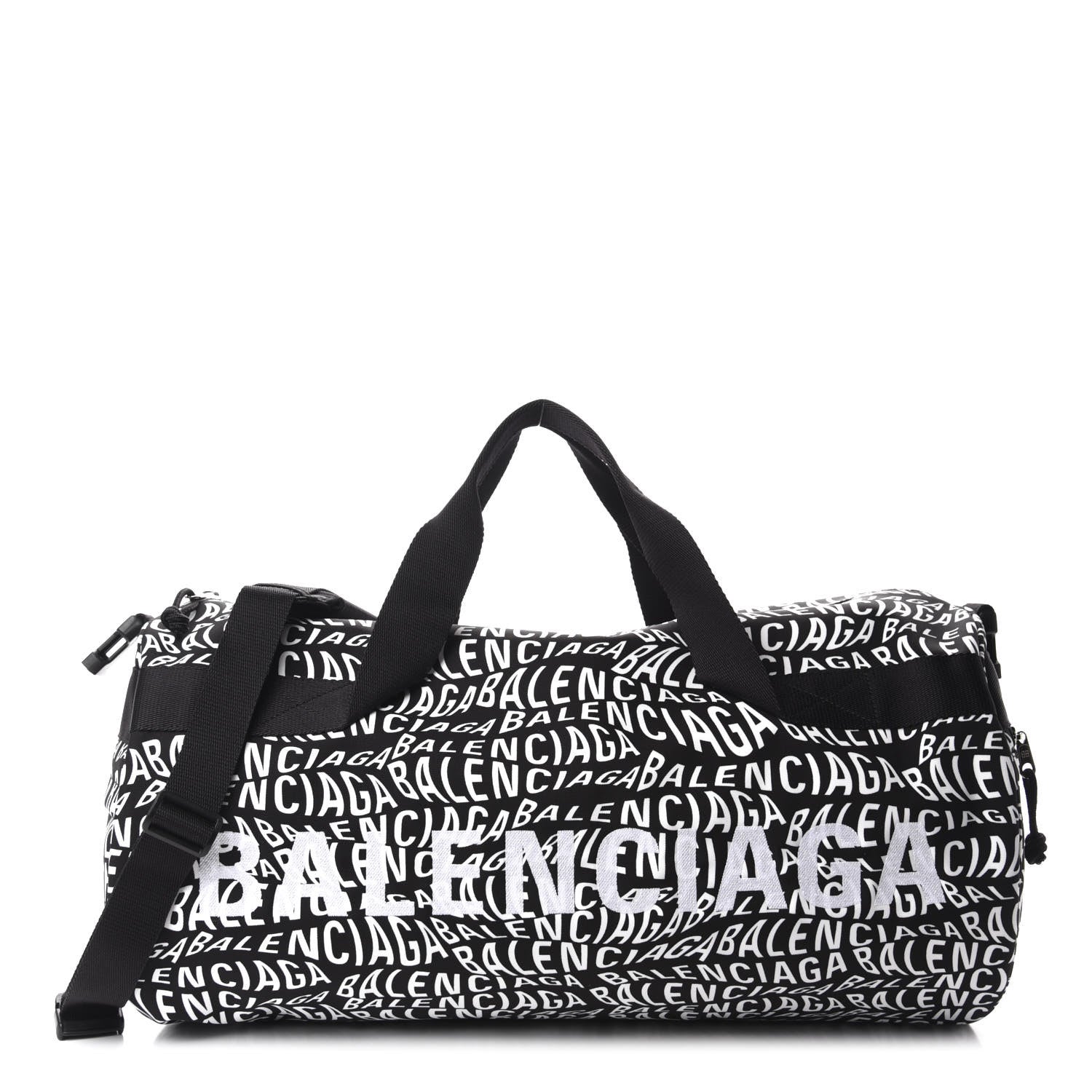 Balenciaga Nylon Wave Logo Wheel Gym Bag Black 1 of 9