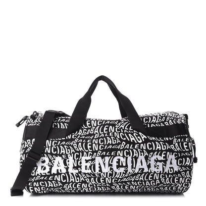 Balenciaga Nylon Wave Logo Wheel Gym Bag Black 1 of 9