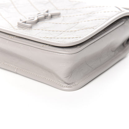 Saint Laurent Crinkled Calfskin Matelasse Monogram Niki Chain Wallet Light Grey 8 of 9