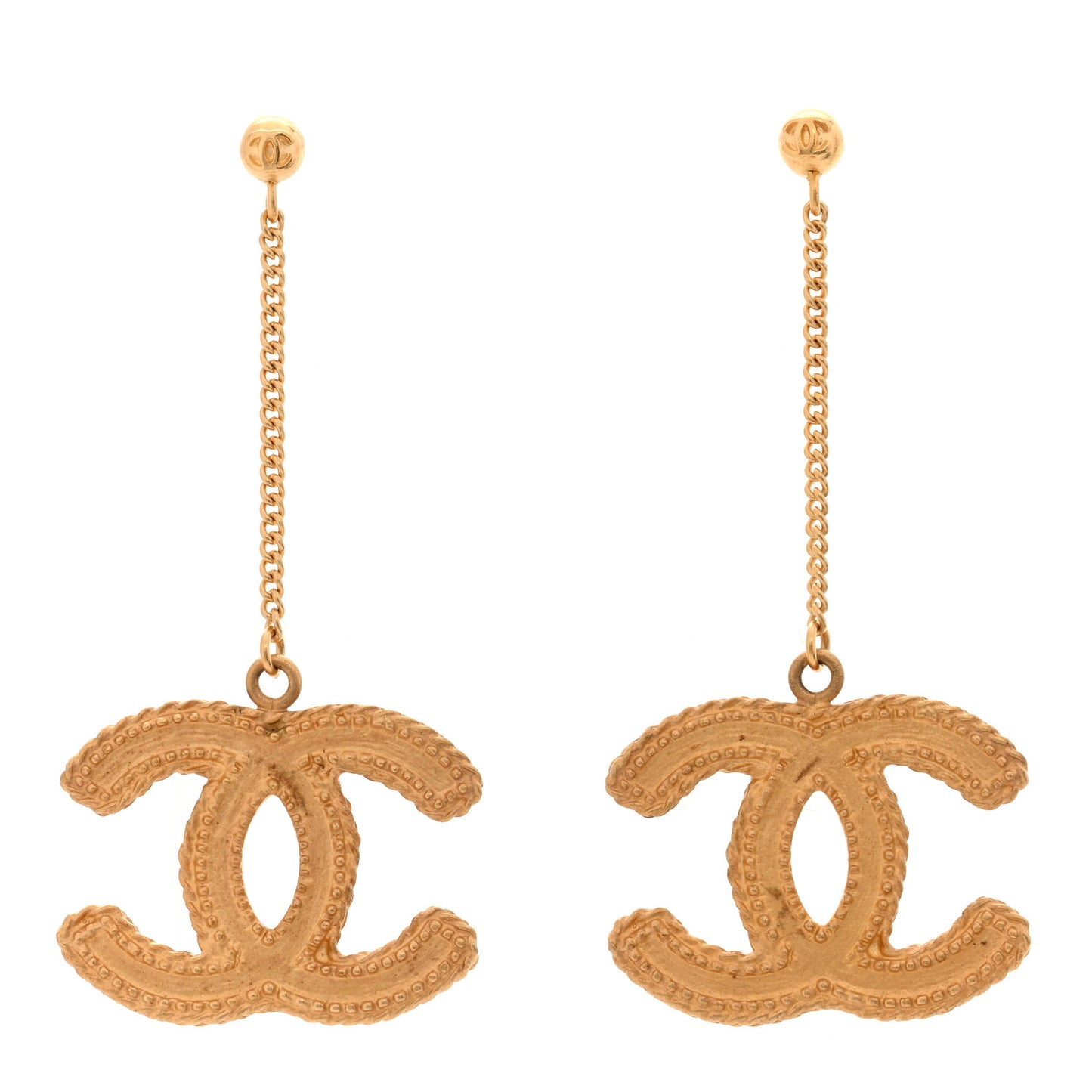 CC Drop Earrings Matte Gold