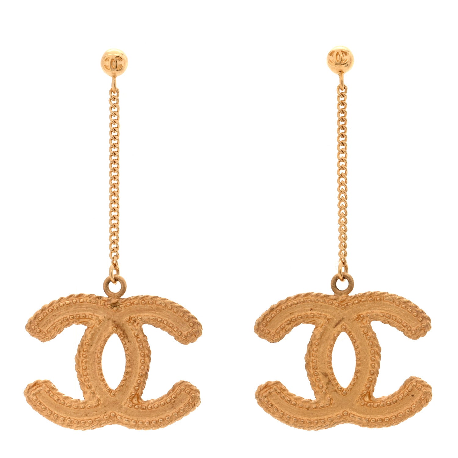 Chanel CC Drop Earrings Matte Gold 1 of 4