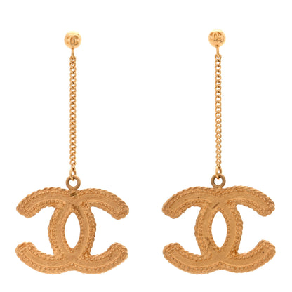 Chanel CC Drop Earrings Matte Gold 1 of 4
