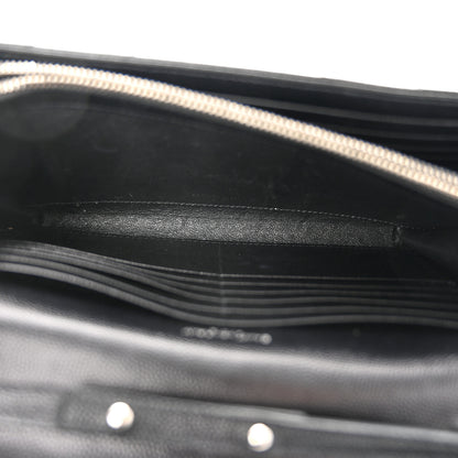 Saint Laurent Grain De Poudre Matelasse Chevron Monogram Chain Wallet Black 5 of 13