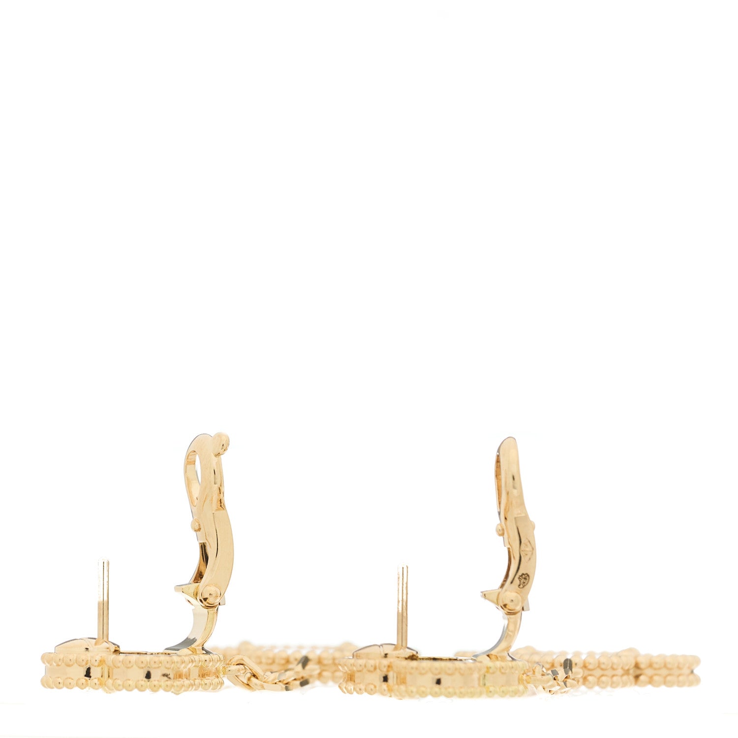 Van Cleef & Arpels 18K Yellow Gold Tiger Eye Carnelian 2 Motifs Magic Alhambra Earrings 3 of 5