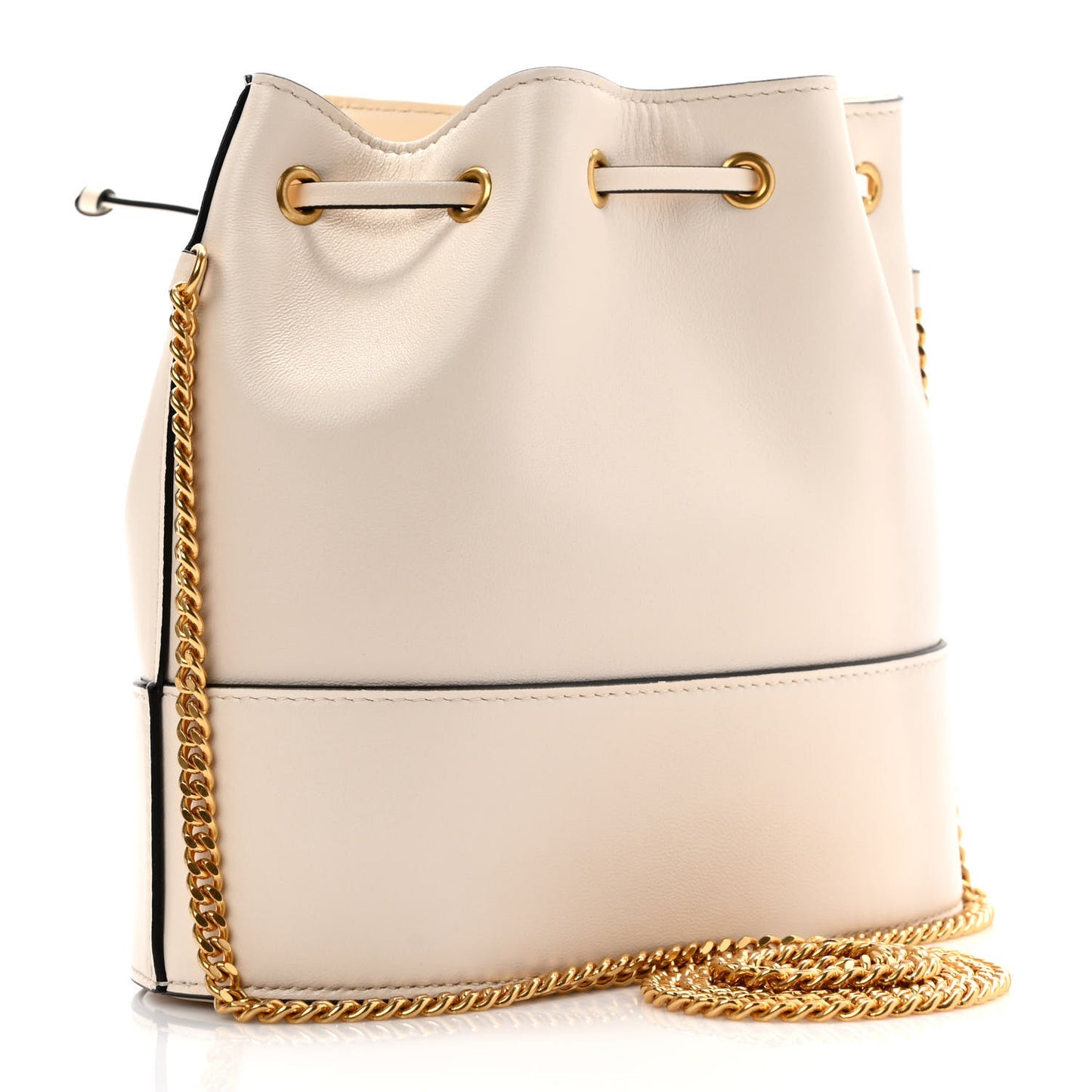 Nappa Mini VLogo Signature Chain Bucket Bag Light Ivory