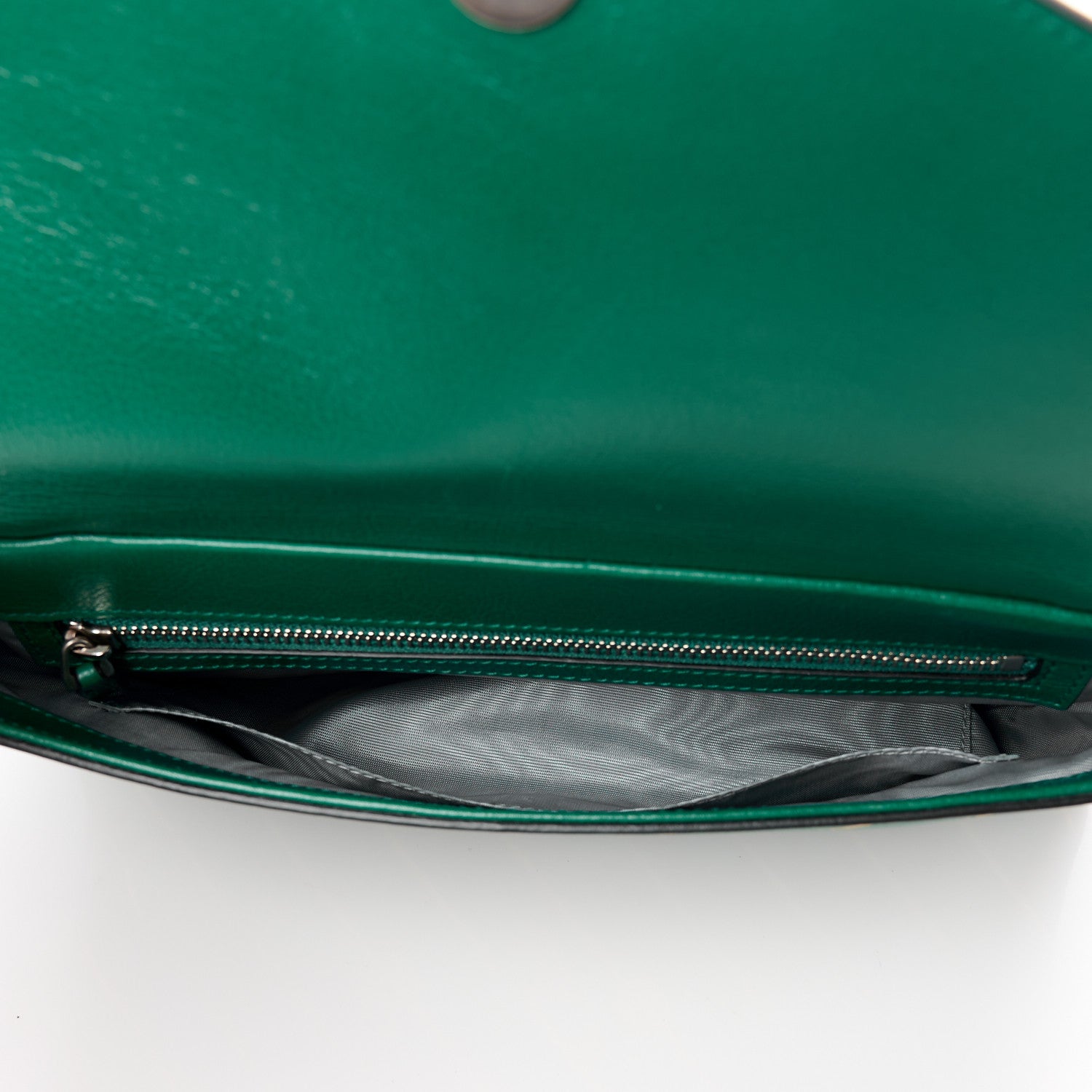 Gucci Calfskin Diagonal GG Medium Thiara Double Envelope Shoulder Bag Emerald Green Black 6 of 13