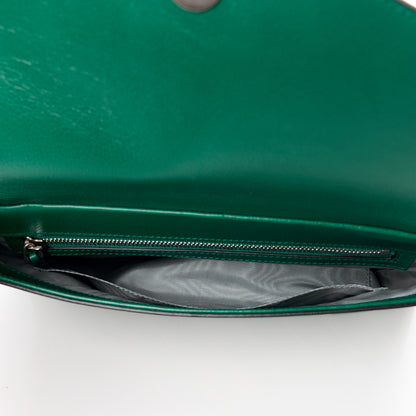 Gucci Calfskin Diagonal GG Medium Thiara Double Envelope Shoulder Bag Emerald Green Black 6 of 13