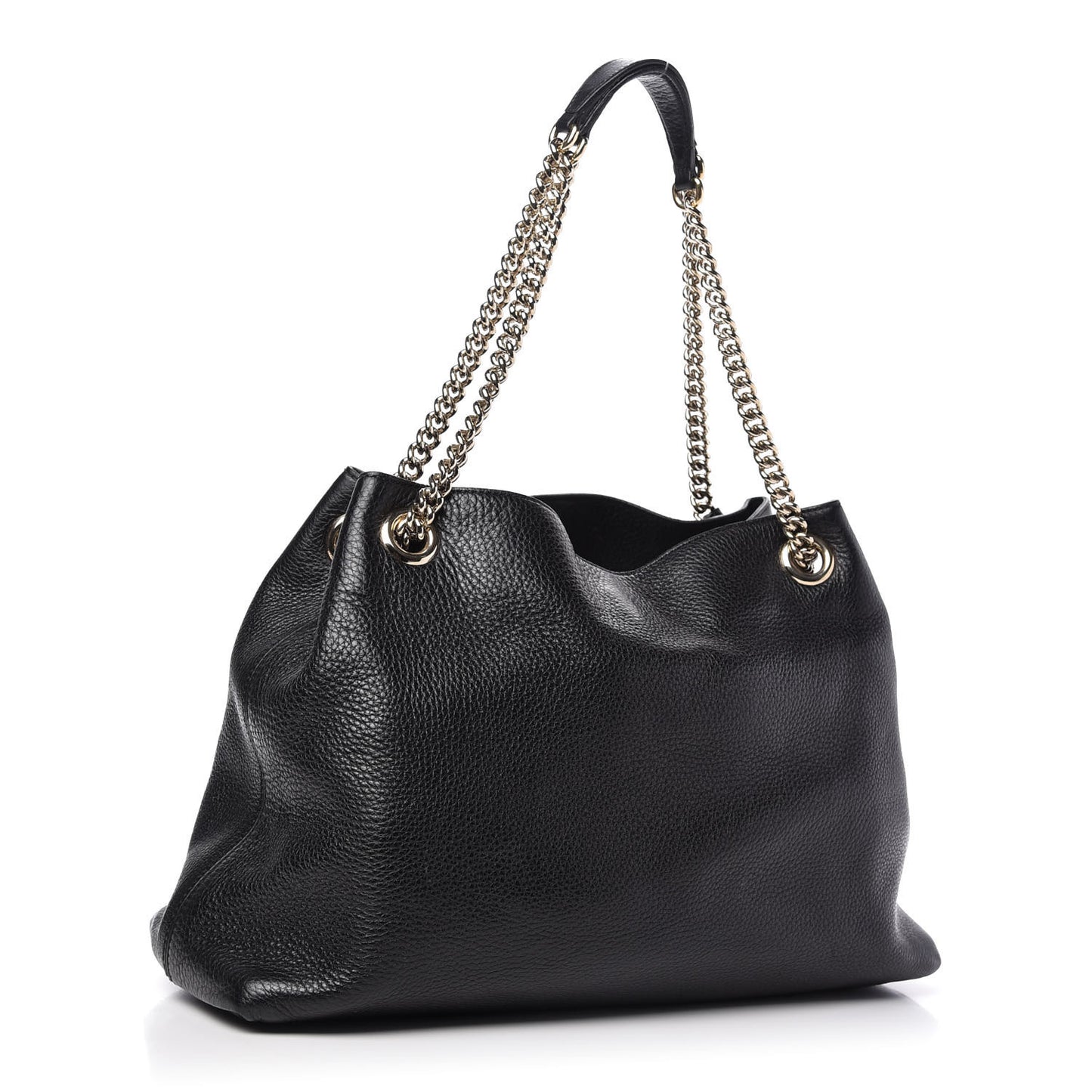 Pebbled Calfskin Medium Soho Chain Shoulder Bag Black