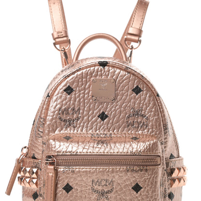 MCM Metallic Visetos Studded X-Mini Bebe Boo Backpack Champagne Gold 8 of 10