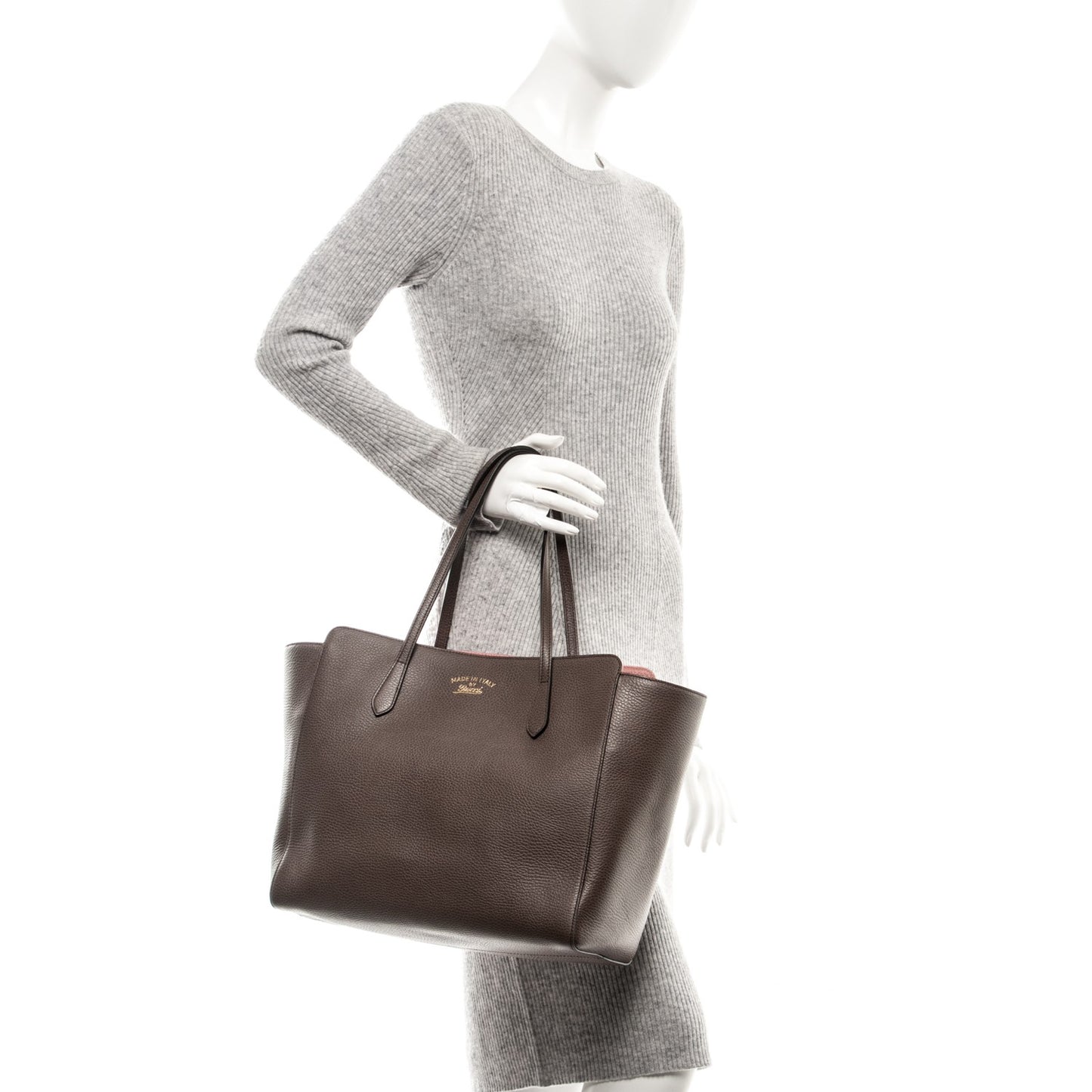 Dollar Calfskin Medium Swing Tote Grey Field Soft Pink