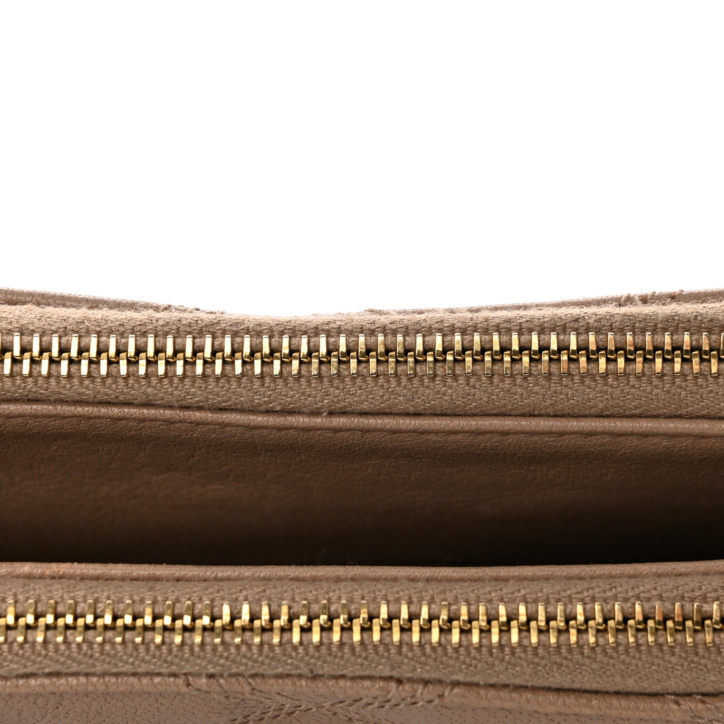 Grained Lambskin Quilted Mini Becky Double Zip Bag Natural Tan