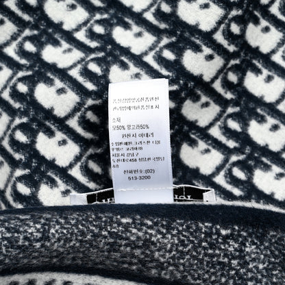 Christian Dior Wool Angora Oblique Throw Blanket Navy Blue 3 of 3