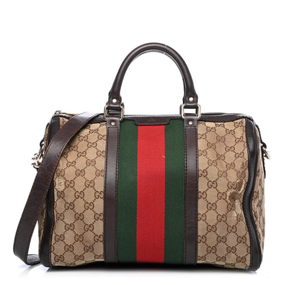Gucci Monogram Vintage Web Medium Boston Dark Brown 1 of 9