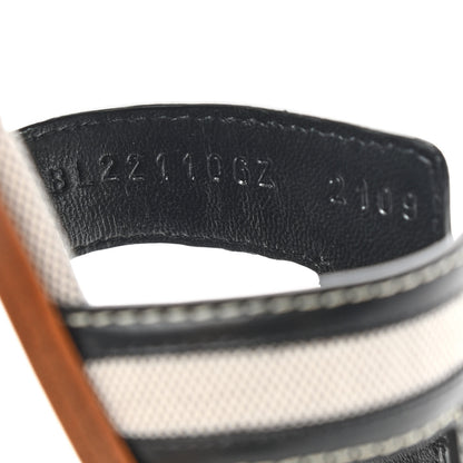Hermes Calfskin Canvas Oran Sandals 36.5 Black 9 of 10