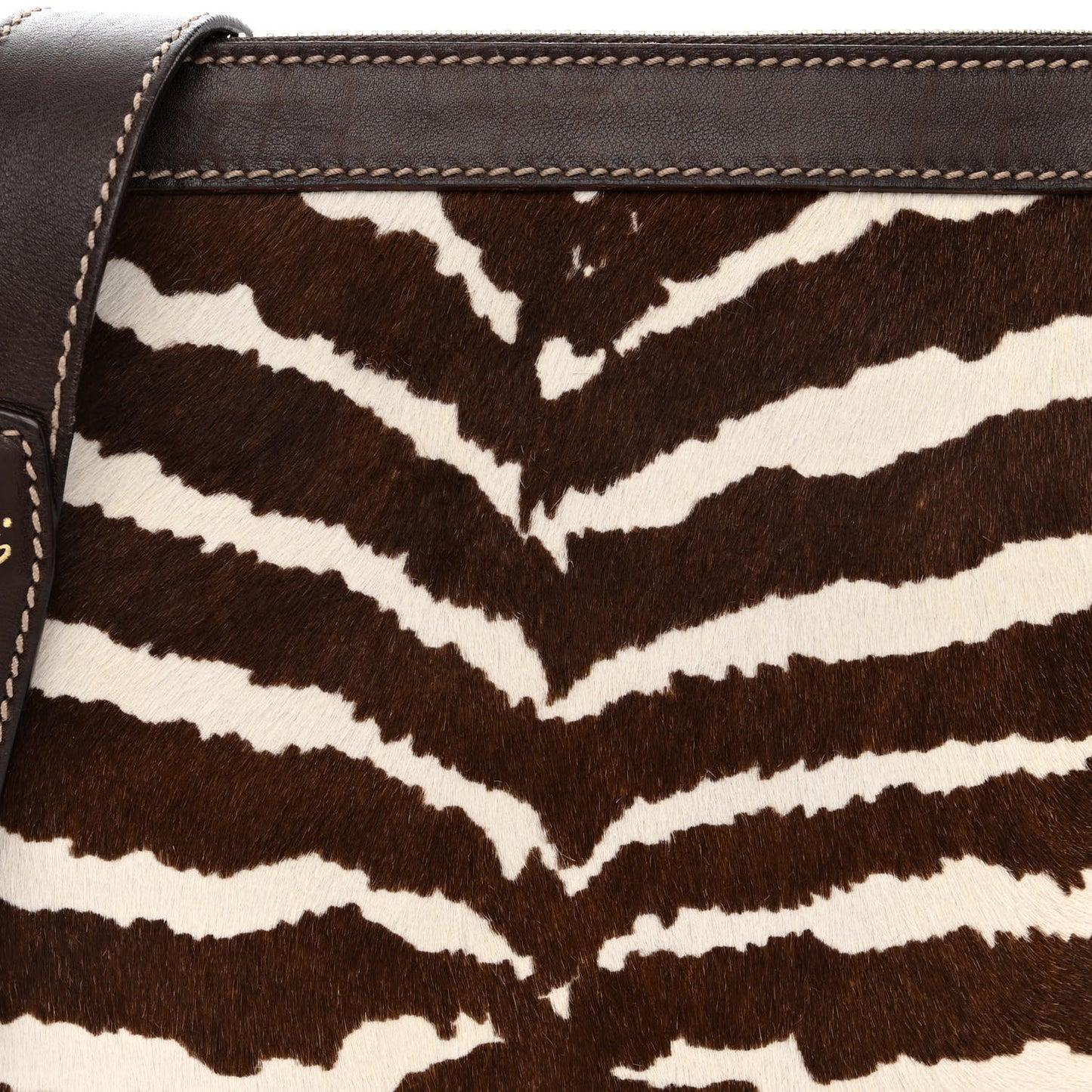 Pony Hair Zebra Print Crossbody Bag Brown