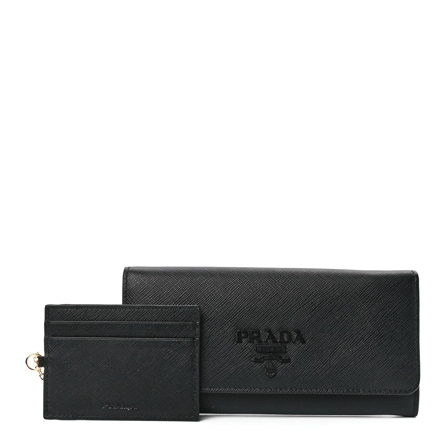 Saffiano Metal Continental Flap Wallet Black