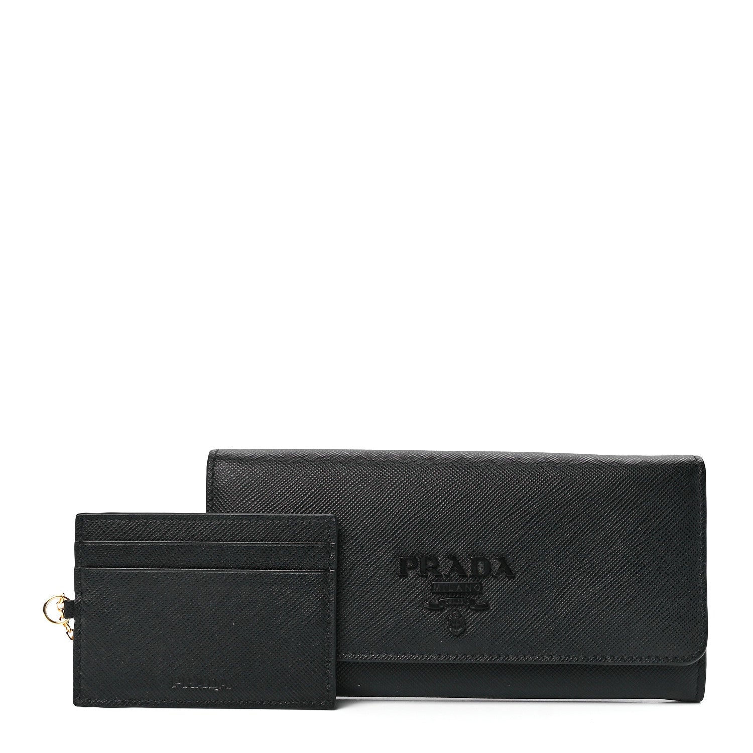 Prada Saffiano Metal Continental Flap Wallet Black 3 of 14