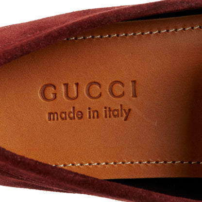 Gucci Suede Mens Horsebit Driver Loafers 8.5 Muse Burgundy 7 of 10
