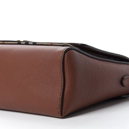 Burberry Calfskin Vintage Check Note Crossbody Bag Tan 7 of 9