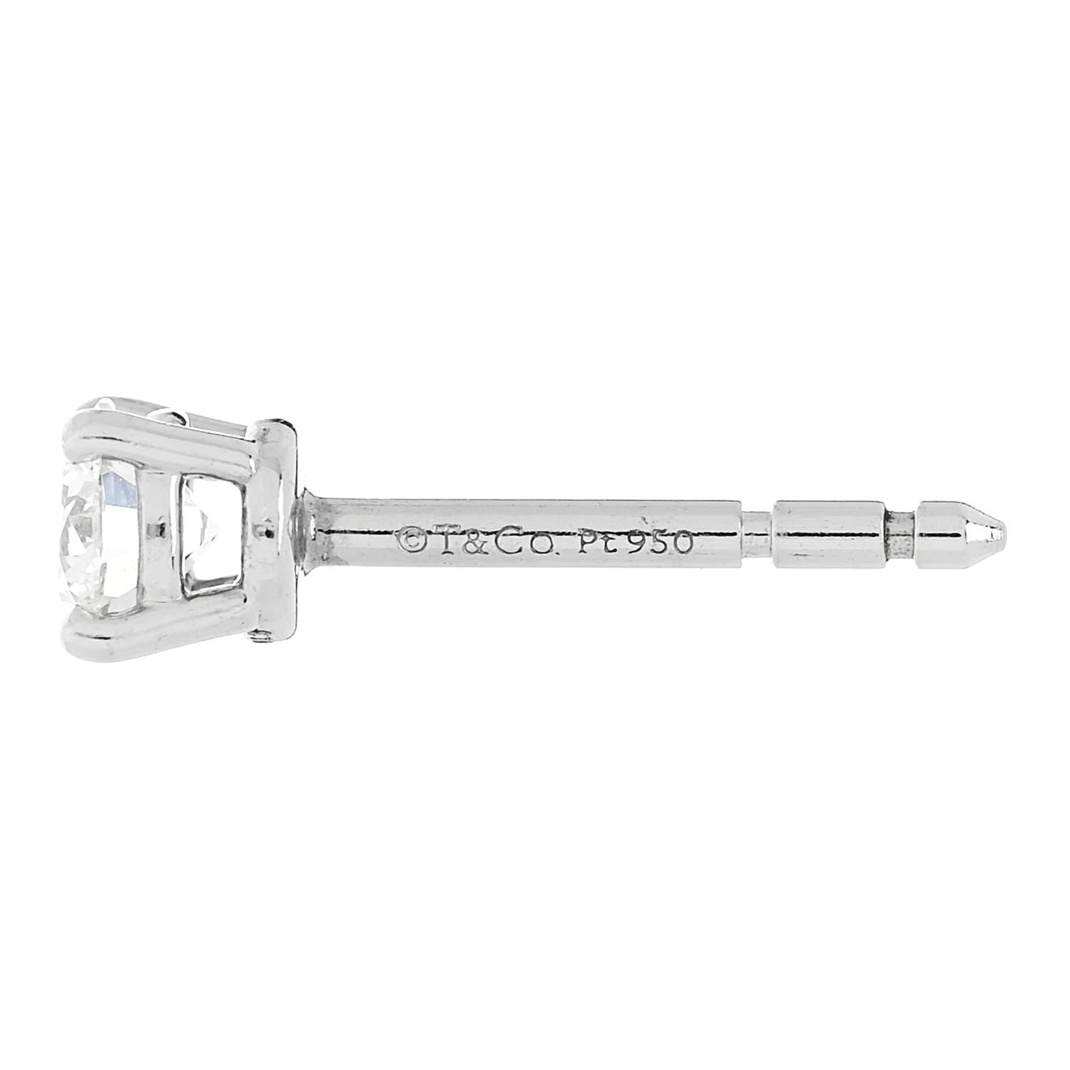 Tiffany Platinum Diamond .50ctw Solitaire Earrings 4 of 4