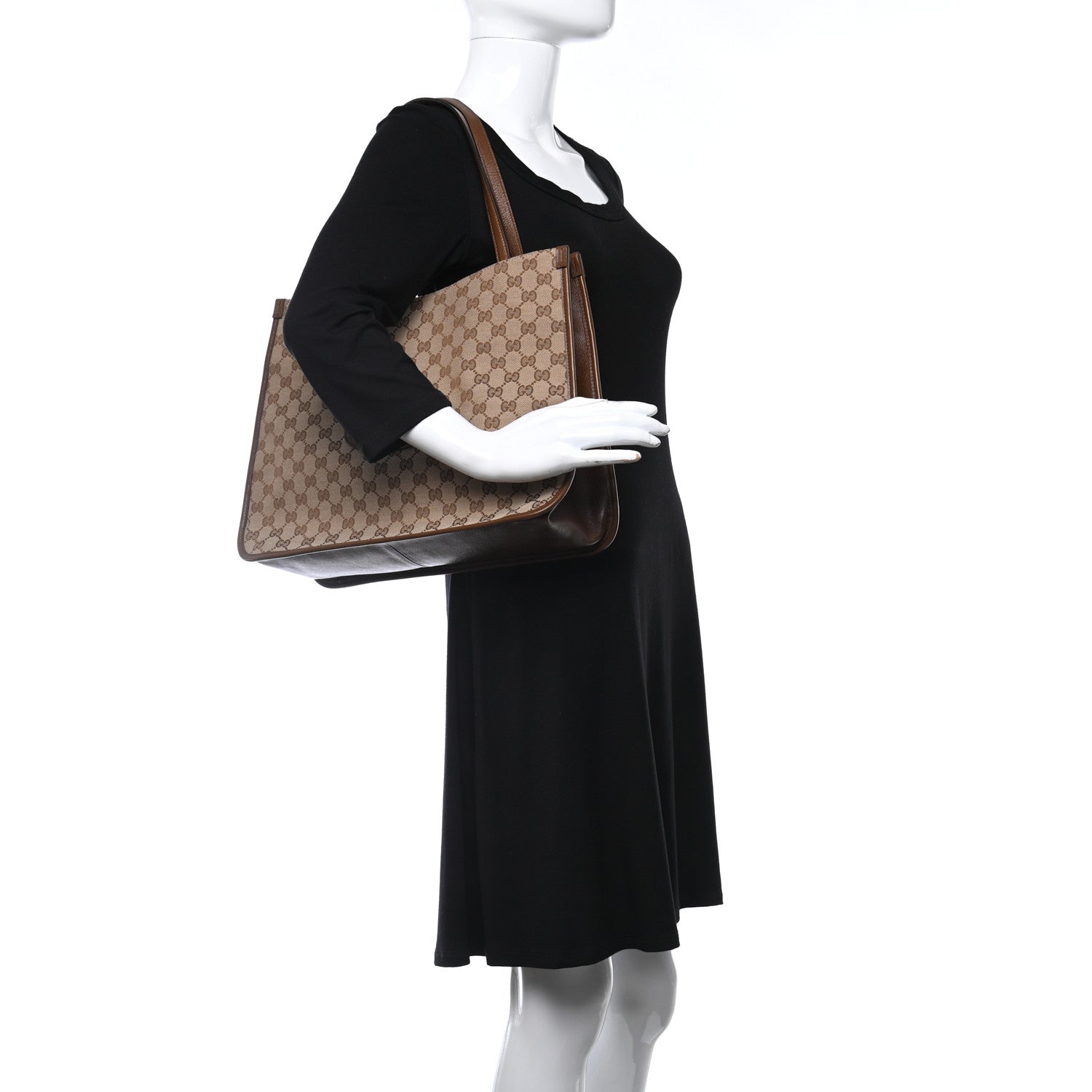 Gucci Monogram Horsebit 1955 Tote Bag Beige Brown Sugar 3 of 9