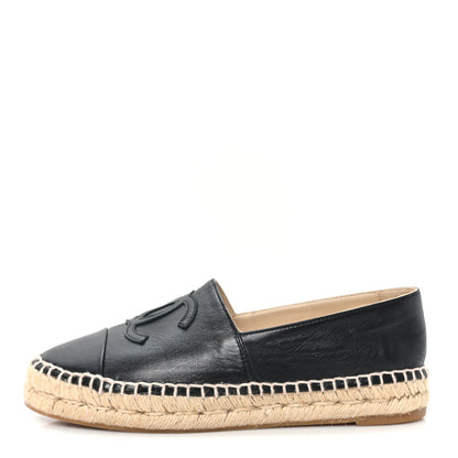 Chanel Lambskin CC Espadrilles 36 Black 1 of 9