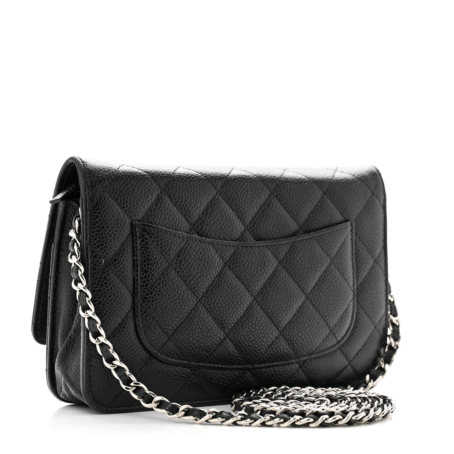 Caviar Quilted Wallet on Chain WOC Black