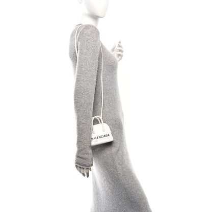 Balenciaga Calfskin Logo Crocodile Embossed Mini Ville Top Handle Bag White Black 2 of 17