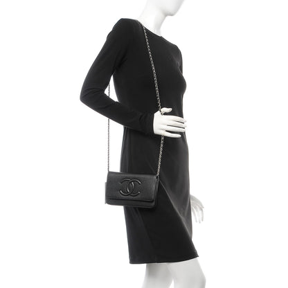 Chanel Caviar Timeless CC Wallet On Chain WOC Black 2 of 9