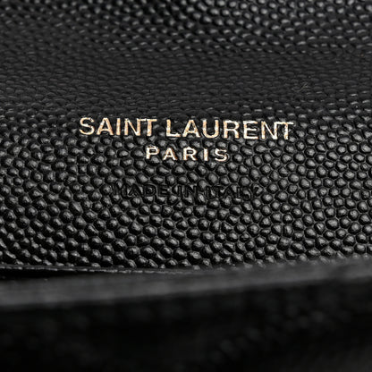 Saint Laurent Grain De Poudre Matelasse Chevron Small Monogram Envelope Wallet Black 6 of 7