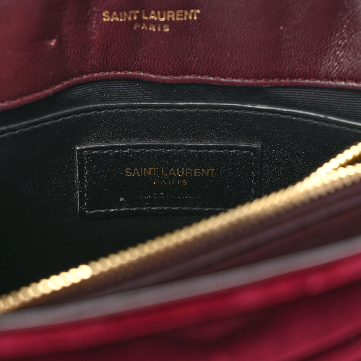 Velvet Y Quilted Monogram Small Loulou Chain Satchel Burgundy