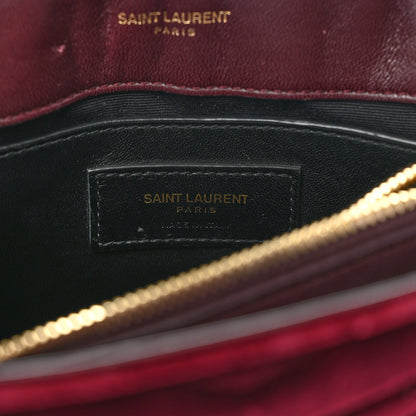 Saint Laurent Velvet Y Quilted Monogram Small Loulou Chain Satchel Burgundy 7 of 14