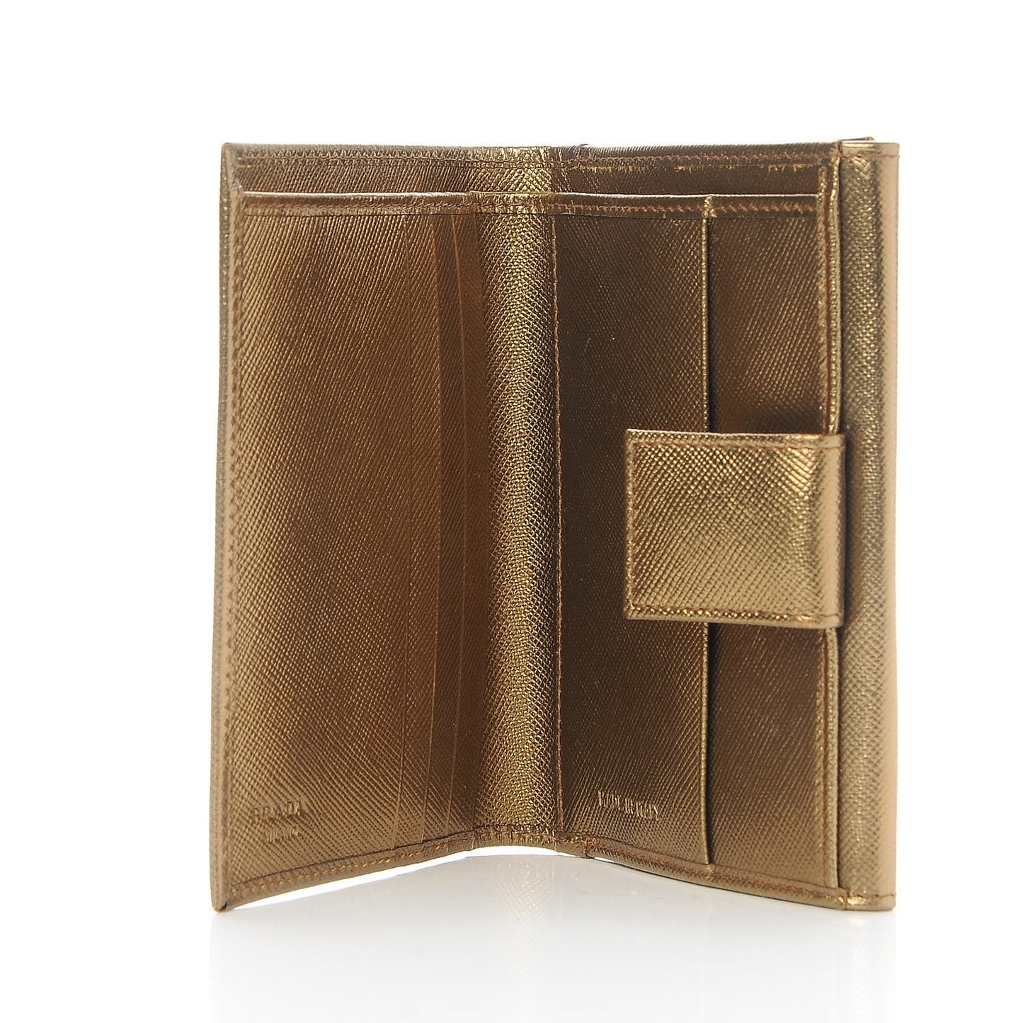 Saffiano French Flap Compact Wallet Bronzo