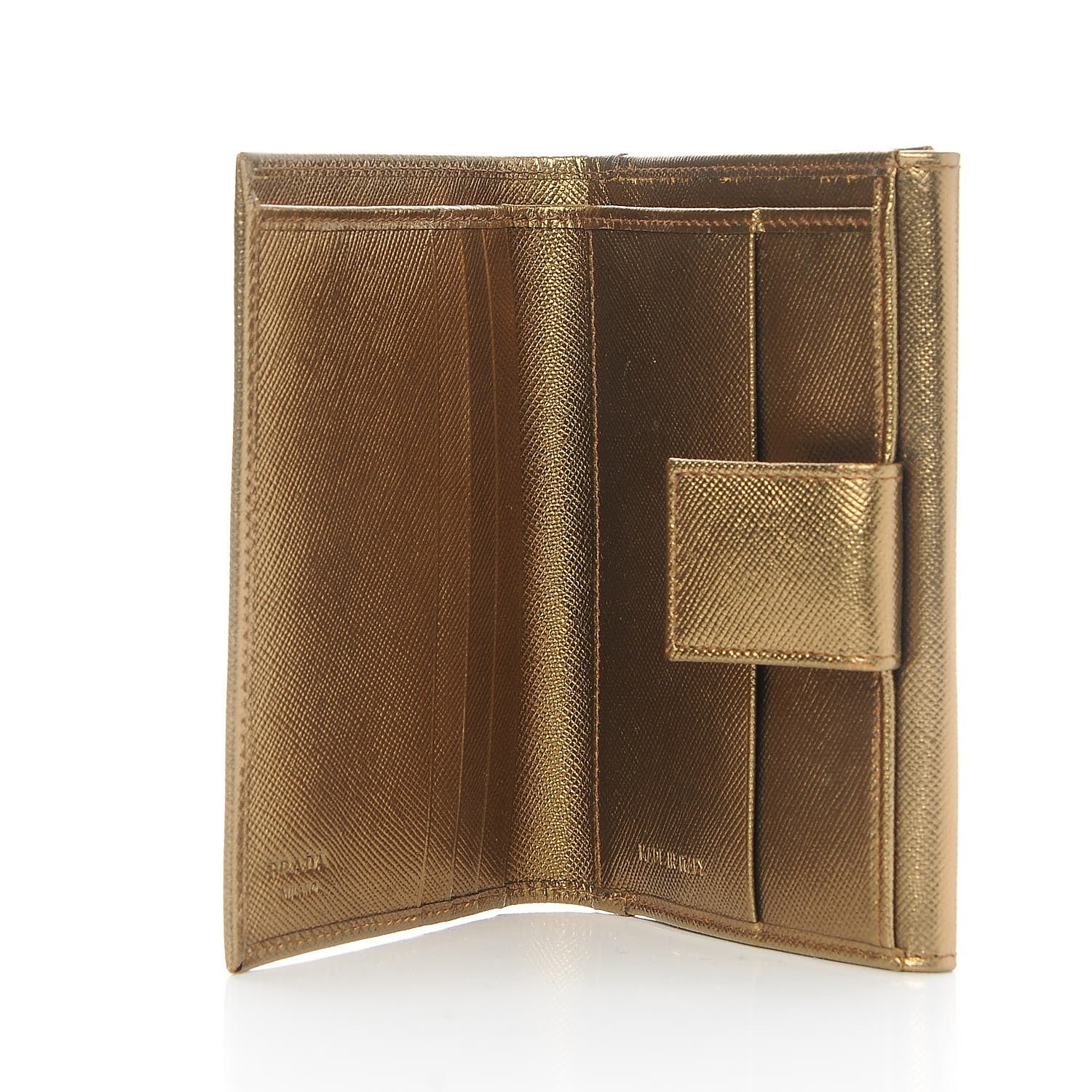 Prada Saffiano French Flap Compact Wallet Bronzo 5 of 7
