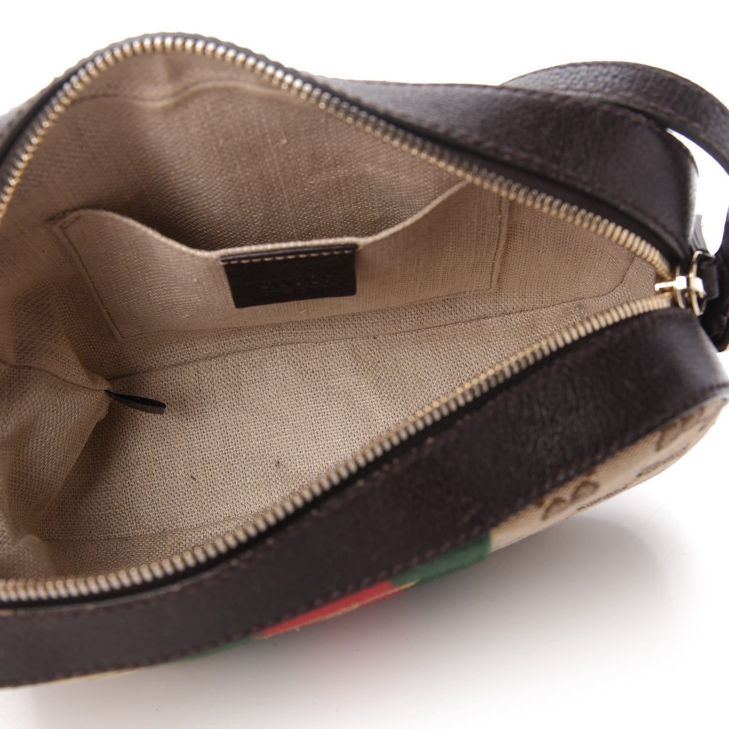 GG Supreme Monogram Web Small Webby Bee Shoulder Bag Dark Brown