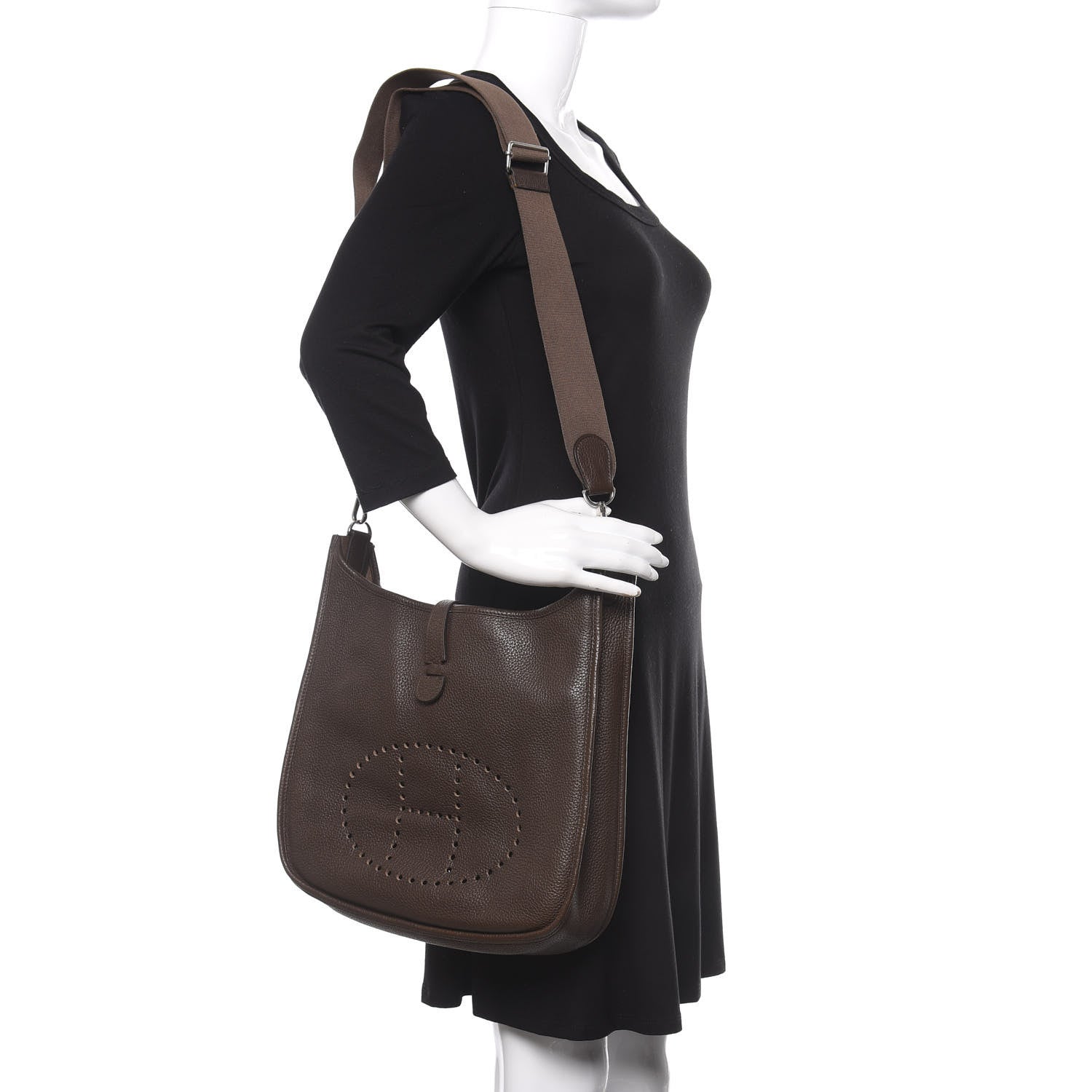 Hermes Taurillon Clemence Evelyne III GM Chocolate 2 of 11
